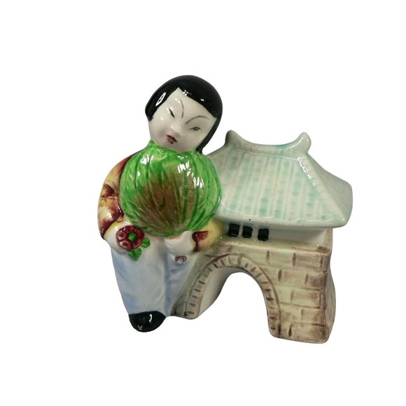 Asian Pocket Planter Japan Hand Painted Chop Marked - Picture 11 of 12